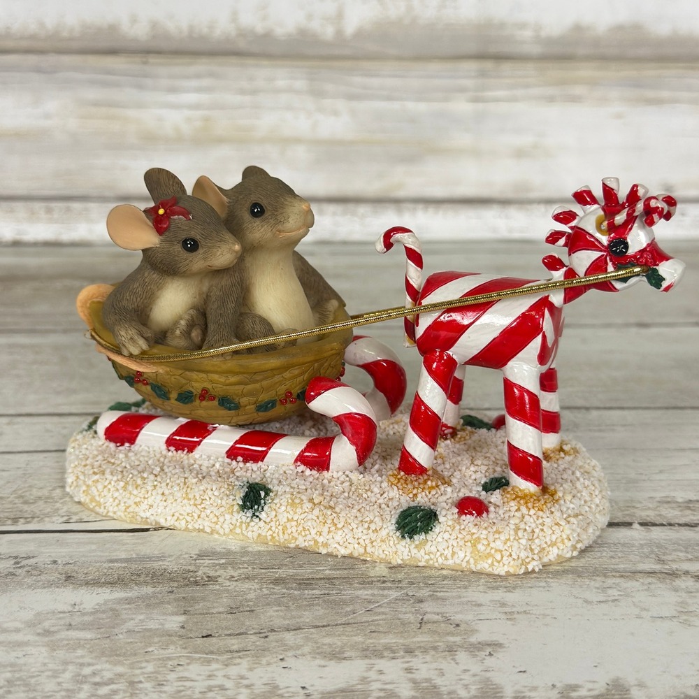 Fitz and Floyd Charming Tails Sleigh Ride Sweeties Mouse Figurine 87/100 Boxed